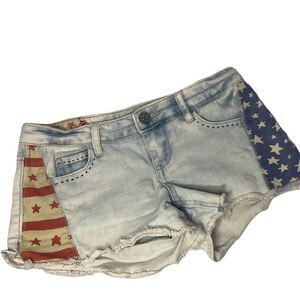 Vanilla Star Jean Shorties Cut Off Stars Stripes Flag Distressed Shorts Womens 3